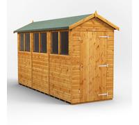 Powersheds Apex Roof Single Door Garden Shed 12ft x 4ft - Golden Brown