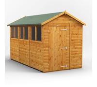 Powersheds Apex Roof Single Door Garden Shed 12ft x 6ft - Golden Brown