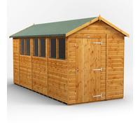 Powersheds Apex Roof Single Door Garden Shed 14ft x 6ft - Golden Brown