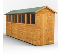 Powersheds Apex 16' x 4' Garden Shed, Brown