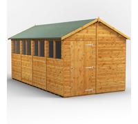 Powersheds Apex Roof Single Door Garden Shed 16ft x 8ft - Golden Brown