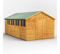 Powersheds Apex Roof Single Door Garden Shed 18ft x 10ft - Golden Brown