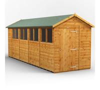 Powersheds Apex Roof Single Door Garden Shed 18ft x 6ft - Golden Brown