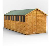 Powersheds Apex Roof Single Door Garden Shed 20ft x 8ft - Golden Brown