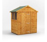 Powersheds Apex Roof Single Door Garden Shed 4ft x 6ft - Golden Brown