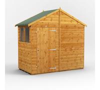 Powersheds Apex Roof Single Door Garden Shed 4ft x 8ft, Golden Brown Timber