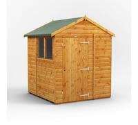Powersheds Apex Roof Single Door Garden Shed 6ft x 6ft, Golden Brown Timber