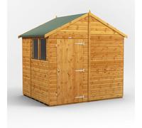 Powersheds Apex Roof Single Door Garden Shed 6ft x 8ft, Golden Brown Timber