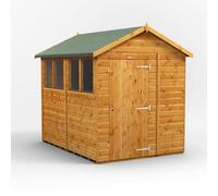 Powersheds Apex Roof Single Door Garden Shed 8ft x 6ft - Golden Brown