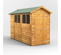 Powersheds Apex Roof Single Door Overlap Garden Shed 10ft x 4ft - Golden Brown