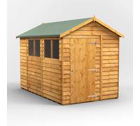Powersheds Apex Roof Single Door Overlap Garden Shed 10ft x 6ft - Golden Brown