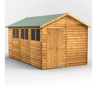 Powersheds Apex Roof Single Door Overlap Garden Shed 14ft x 8ft - Golden Brown