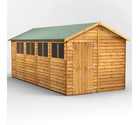 Power 18 x 8ft Overlap Apex Garden Shed - Size: 8 x 18ft - Brown - Powersheds - Wilko