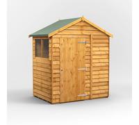 Powersheds Apex Roof Single Door Overlap Garden Shed 4ft x 6ft - Golden Brown