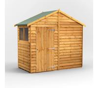 Powersheds Apex Roof Single Door Overlap Garden Shed 4ft x 8ft - Golden Brown
