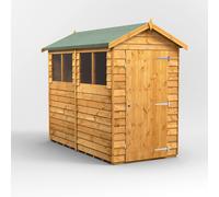 Powersheds Apex Roof Single Door Overlap Garden Shed 8ft x 4ft - Golden Brown