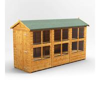 Powersheds Apex Roof Single Door Potting Shed, 12ft x 4ft, Golden Brown Timber