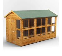 Powersheds Apex Roof Single Door Potting Shed, 12ft x 6ft, Golden Brown Timber