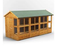 Powersheds Apex Roof Single Door Potting Shed, 14ft x 6ft, Golden Brown Timber