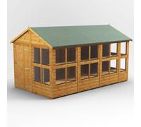 Powersheds Apex Roof Single Door Potting Shed, 14ft x 8ft, Golden Brown Timber