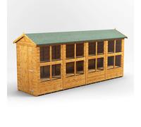 Powersheds Apex Roof Single Door Potting Shed, 16ft x 4ft, Golden Brown Timber