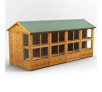 Powersheds Apex Roof Single Door Potting Shed 16ft x 6ft, Golden Brown Timber