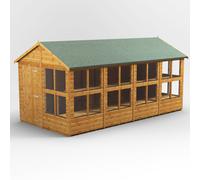 Powersheds Apex Roof Single Door Potting Shed 16ft x 8ft - Golden Brown