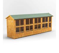 Powersheds Apex Roof Single Door Potting Shed, 18ft x 4ft, Golden Brown Timber