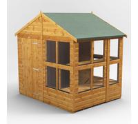 Powersheds Apex Roof Single Door Potting Shed 6ft x 8ft - Golden Brown