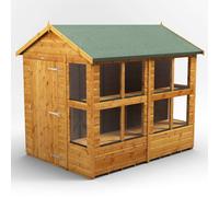 Powersheds Apex Roof Single Door Potting Shed 8ft x 6ft - Golden Brown