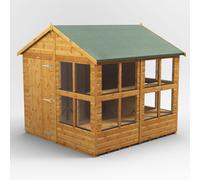 Powersheds Apex Roof Single Door Potting Shed 8ft x 8ft - Golden Brown