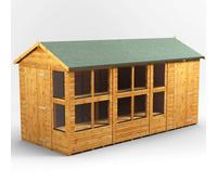 14X6 Power Apex Potting Shed Combi Including 4Ft Side Store, Brown