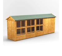 18X4 Powersheds Apex Potting Shed Combi Including 6Ft Side Store, Brown