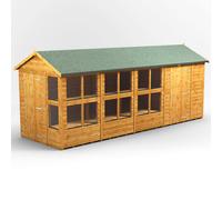 Power Apex Roof Potting Shed Combi 18'x6' with 6' Side Store - Golden Brown