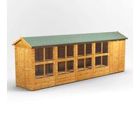 20X4 Power Apex Potting Shed Combi Including 4Ft Side Store, Brown