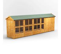 Power Apex Roof Potting Shed Combi 20'x4' with 6' Side Store - Golden Brown