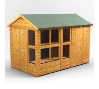 10X6 Power Apex Potting Shed Combi Including 4Ft Side Store, Brown