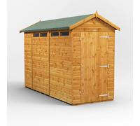 Powersheds Apex Roof Single Door Security Shed 10ft x 4ft, Golden Brown Timber Shiplap Tongue and Groove