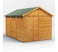 Powersheds Apex Roof Single Door Security Shed 12ft x 8ft - Golden Brown
