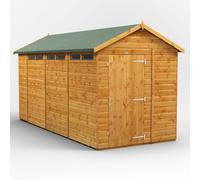 Powersheds Apex Roof Single Door Security Shed 14ft x 6ft, Golden Brown Timber Shiplap Tongue and Groove