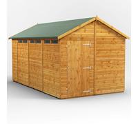 Powersheds Apex Roof Single Door Security Shed 14ft x 8ft, Golden Brown Timber Shiplap Tongue and Groove
