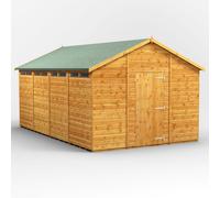 Powersheds Apex Roof Single Door Security Shed 16ft x 10ft - Golden Brown
