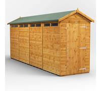 Powersheds Apex Roof Single Door Security Shed 16ft x 4ft - Golden Brown