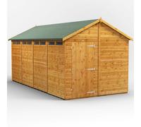 Powersheds Apex Roof Single Door Security Shed 16ft x 8ft, Golden Brown Timber Shiplap Tongue and Groove