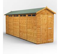 Powersheds Apex Roof Single Door Security Shed, 18ft x 4ft, Golden Brown Timber Shiplap Tongue and Groove