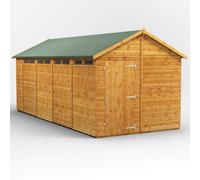Powersheds Apex Roof Single Door Security Shed 18ft x 8ft, Golden Brown Timber Shiplap Tongue & Groove