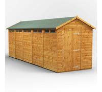 Powersheds Apex Roof Single Door Security Shed 20ft x 6ft, Golden Brown Timber Shiplap Tongue and Groove
