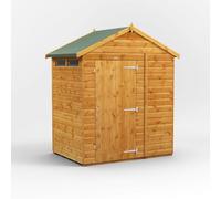 Powersheds Apex Roof Single Door Security Shed 4ft x 6ft - Golden Brown