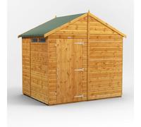 Powersheds Apex Roof Single Door Security Shed 6ft x 8ft - Golden Brown