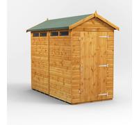 Powersheds Apex Roof Single Door Security Shed 8ft x 4ft - Golden Brown